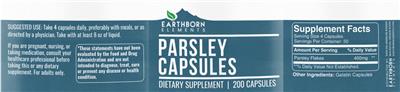 Parsley Capsules label