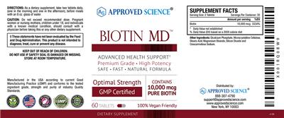 Biotin MD 10,000 mcg label