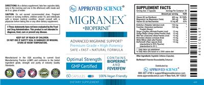 Migranex +BioPerine label