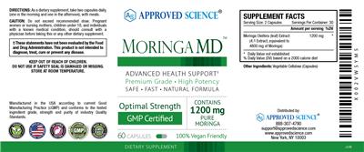 Moringa MD 1200 mg label