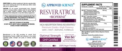 Resveratrol +BioPerine label