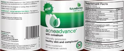 AcneAdvance with Colustrum label