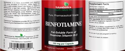 Benfotiamine 150 mg label