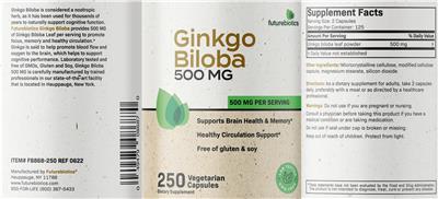 Ginkgo biloba 500 mg label