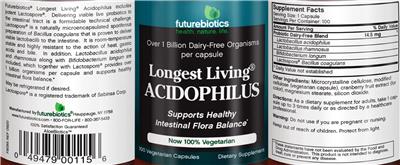 Longest Living Acidophilus label