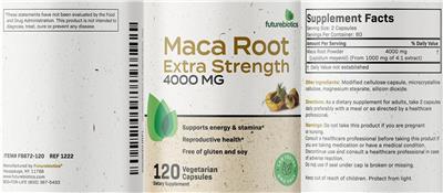 Maca Root Extra Strength 4000 mg label