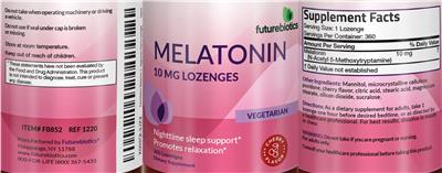 Melatonin 10 mg Lozenges Cherry Flavor label