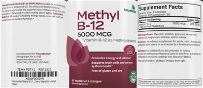 Methyl B-12 Fast Dissolve Cherry Flavor label