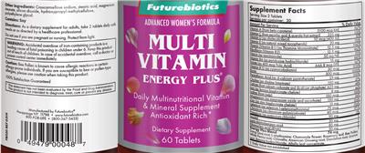 Multi Vitamin Energy Plus Advanced Women's Formula label