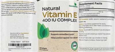 Natural Vitamin E 400 IU Complex label