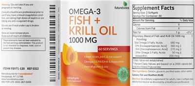 Omega-3 Fish + Krill Oil 1000 mg label