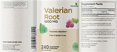 Valerian Root 1200 mg label