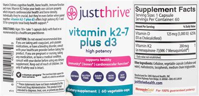Vitamin K2-7 plus D3 label