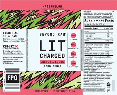LIT Charged Watermelon Zero Sugar label