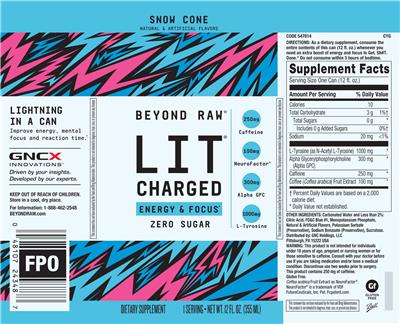 LIT Charged Snow Cone label