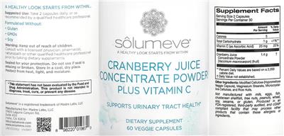 Cranberry Juice Concentrate Powder plus Vitamin C label