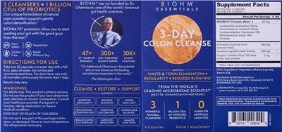 3-Day Colon Cleanse label