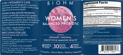 Women's Balanced Probiotic label