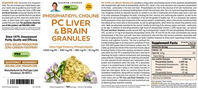 Phosphatidyl Choline PC Liver & Brain Granules label