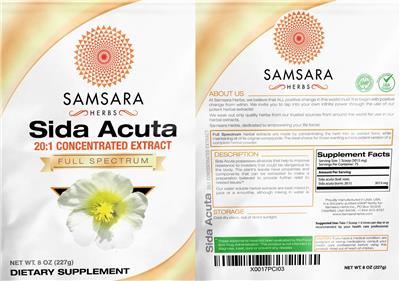 Sida Acuta 20:1 Concentrated Extract label