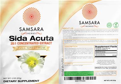 Sida Acuta 20:1 Concentrated Extract label
