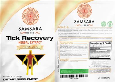 Tick Recovery Herbal Extract Formula label
