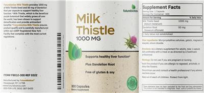 Milk Thistle 1000 mg label