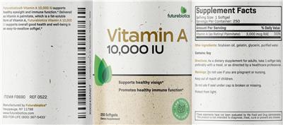 Vitamin A 10,000 IU label