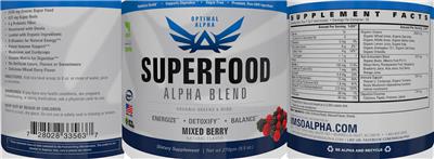 Superfood Alpha Blend Mixed Berry label