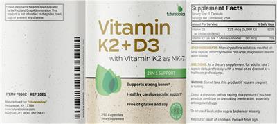 Vitamin K2 + D3 label