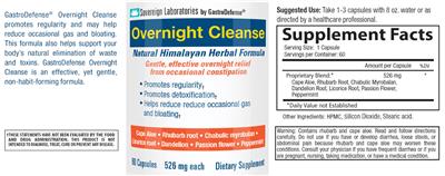 Overnight Cleanse 526 mg label