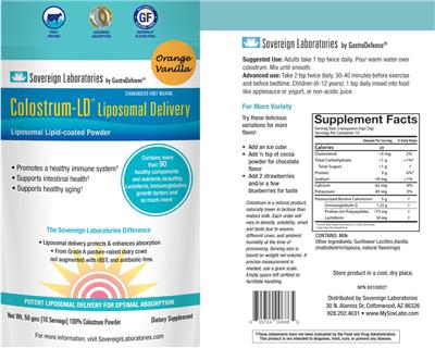 Colostrum-LD Orange Vanilla label