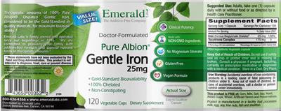 Pure Albion Gentle Iron 25 mg label