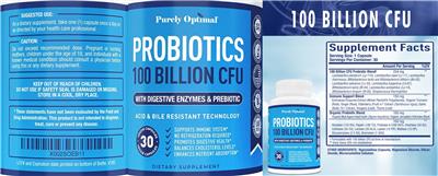 Probiotics 100 Billion CFU label