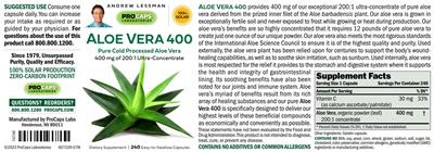 Aloe Vera 400 400 mg label