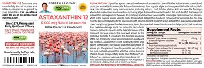 Astaxanthin 12 12,000 mcg label