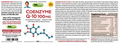 Coenzyme Q-10 100 mg label