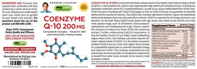 Coenzyme Q-10 200 mg label