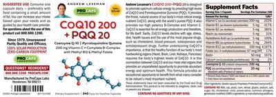 CoQ10 200 + PQQ 20 label
