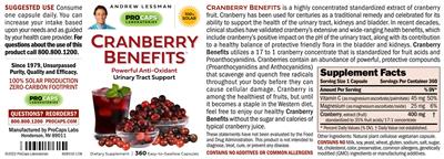 Cranberry Benefits label