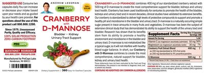 Cranberry with D-Mannose label