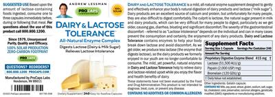 Dairy & Lactose Tolerance label