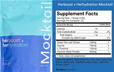 Herboost x Herhydration Mocktail Raspberry Lime label