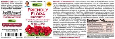 Friendly Flora Probiotic 10 Billion CFU label