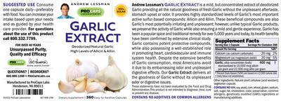 Garlic Extract label