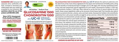 Glucosamine 1500 Chondroitin 1200 plus UC-II label