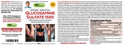 Glucosamine Sulfate 1500 label