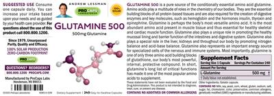 Glutamine 500 label