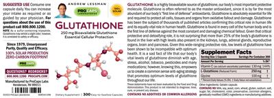 Glutathione 250 mg label