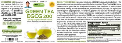 Green Tea EGCG 200 label